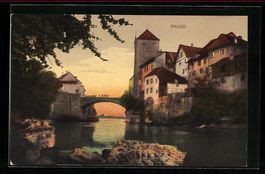 AK Brugg, Ortspartie am Abend