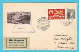 Flugmeeting Leysin 31.10./1.11.1926 Mischfrank.mit Vignette!