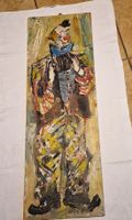 Ölgemälde auf Holz, Clown mit Akkordeon, sign.TonyJ.Breu.