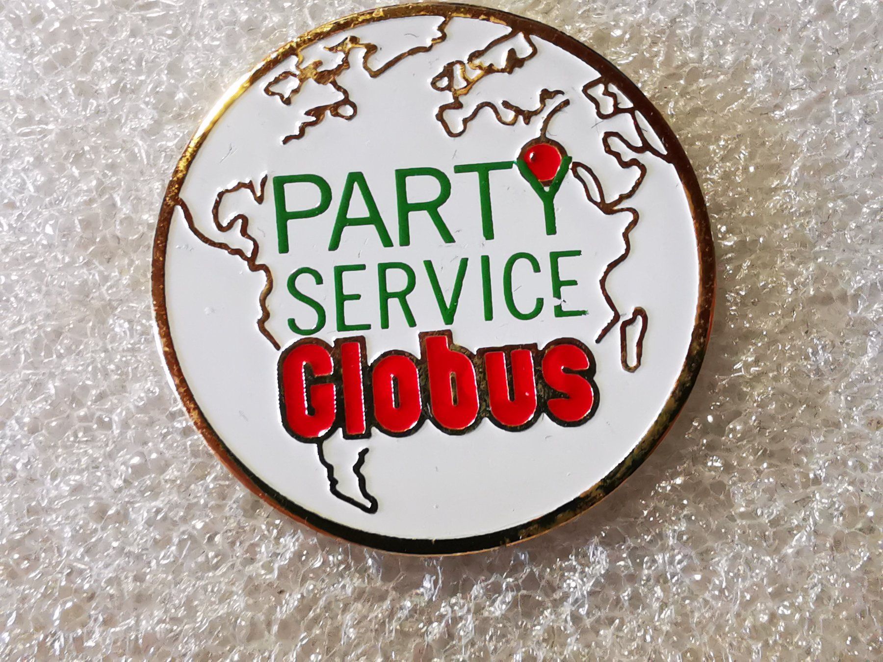 Placchette & Badge: Ansteckpin 160: Partyservice Globus – Usato da Oppligen venduto da Pin-Fall-Shop