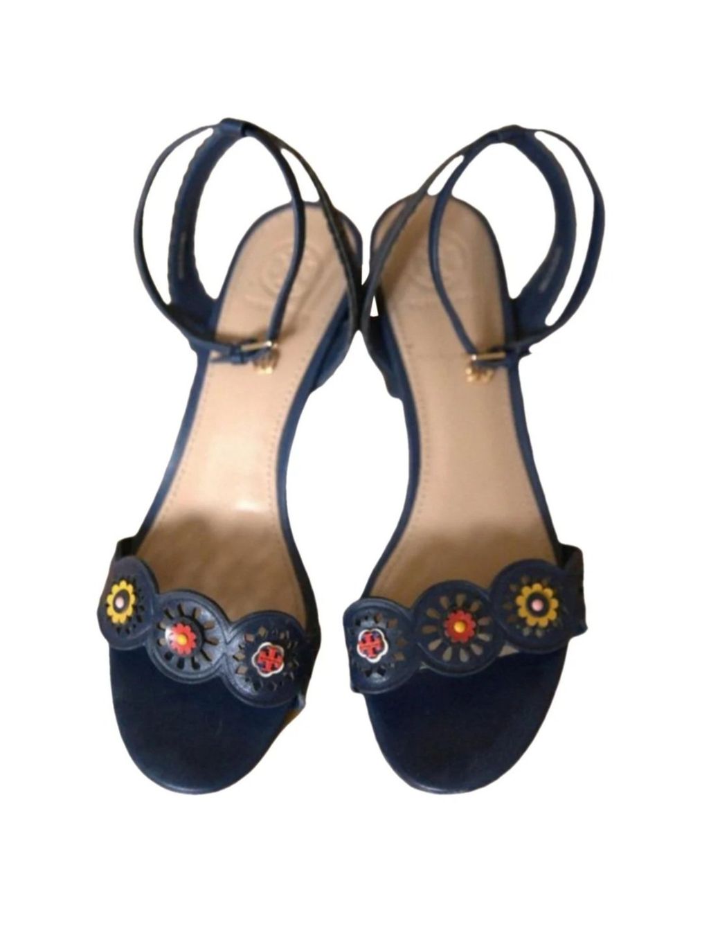 Tory Burch Scarpe da donna: Tory Burch Sommersandalen, Gr. 38, Dunkelblau, Leder – Usato da Romanshorn venduto da SwissEnn