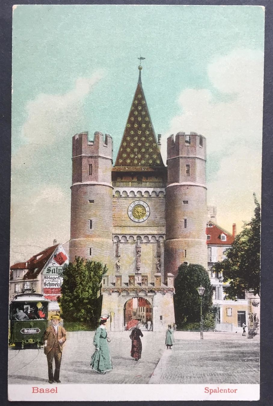 Cartoline postali: BASEL Spalentor, Bier Salmenbräu, Tram – Nuovo (secondo la descrizione) da Jona venduto da philajona