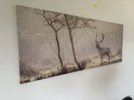 IKEA BJÖRKSTA Leinwanddruck «Hirsch im Nebel»