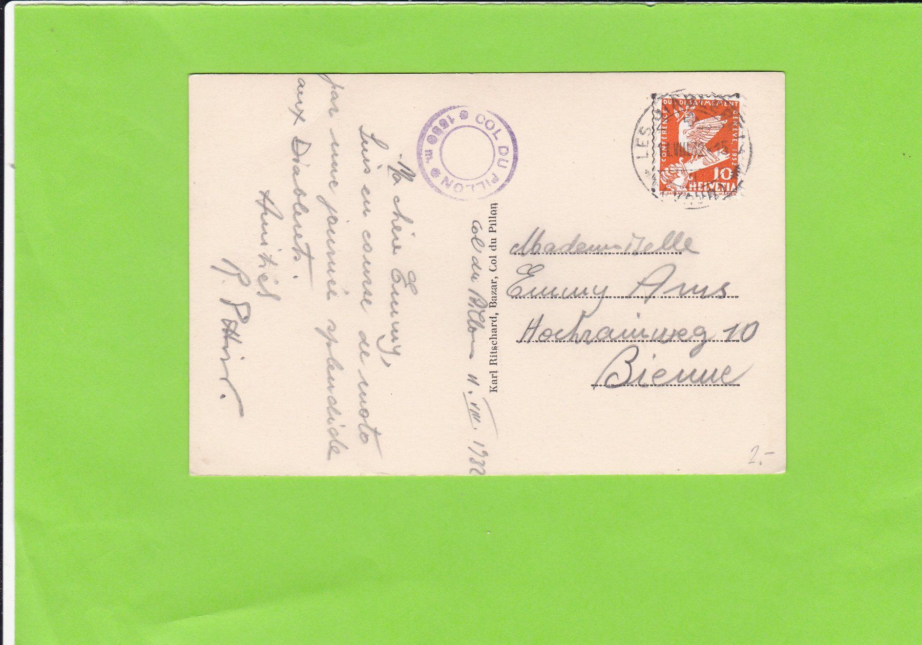 Cartoline postali: Route du Pillon – Usato da St. Peterzell venduto da neckertal 1