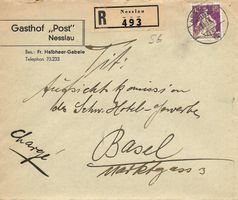 Charge Brief Nesslau SG ehem.Gasthaus Post 1936 (alte Briefe