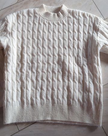 NEU! Winterwarmer Strickpullover in Weiss, Grösse S Top 