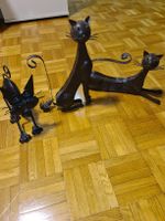 Katze Skulptur, handsigniert, Metall, Kunst