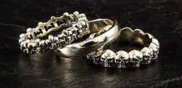 Ring 3er Set Skull Lilie Grösse 52 von Steel2Silver