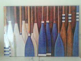 Leinwanddruck Paddel Strandhaus Meer Ferien 75 x 50 cm  NEU