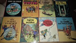 Lot de BD Tintin 18 albums Hergé Casterman 1970s 1980s
