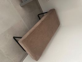 Sitzbank mit Kordstoff Bezug und Metallgestell braun
