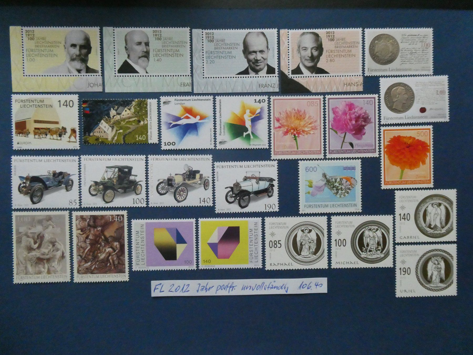 Alle Briefmarken: FL 2012 Jahr postfrisch unvollständig – Gebraucht aus Lausen von Herbamare01