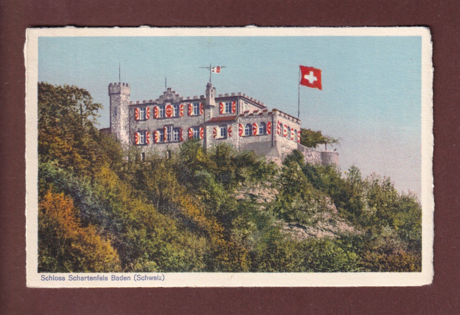 Cartoline postali: SCHLOSS SCHARTENFELS bei Baden - 1953 – Usato da Pully venduto da nicecards