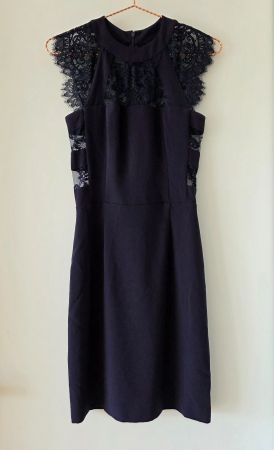 The Kooples Etuikleid mit Cutouts Spitze Gr. 0/XXS nightblue