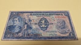 Kolumbien: Seltene 1 Peso Oro Banknote von 1942! Sammler