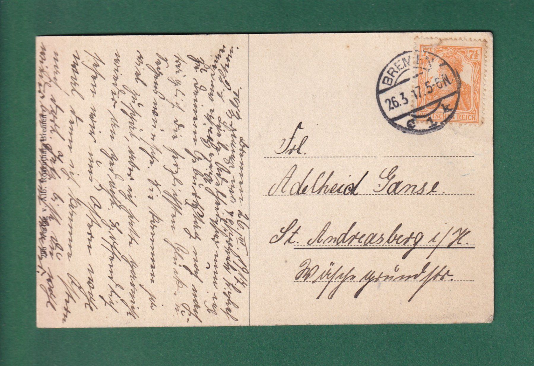 Cartoline postali: BREMEN - Im Meiereigarten - 1917 – Usato da Pully venduto da nicecards-shop 1