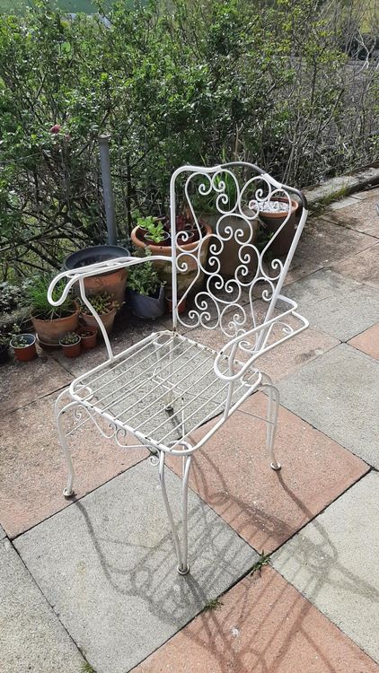 3 Vintage Garten Metallstühle weiss Kaufen auf Ricardo