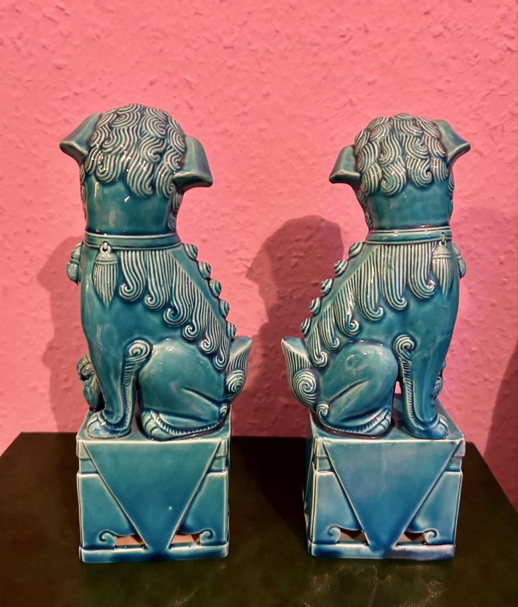 Statuette: Statuettes chinoises chiens Foo  turquoise - Déco tendance! – Usato da Petit-Lancy venduto da Pierre_le_voyageur 2
