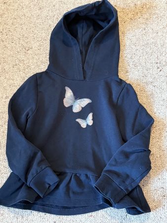 Dunkelblaue Mädchen Kapuzenjacke mit Schmetterlingen