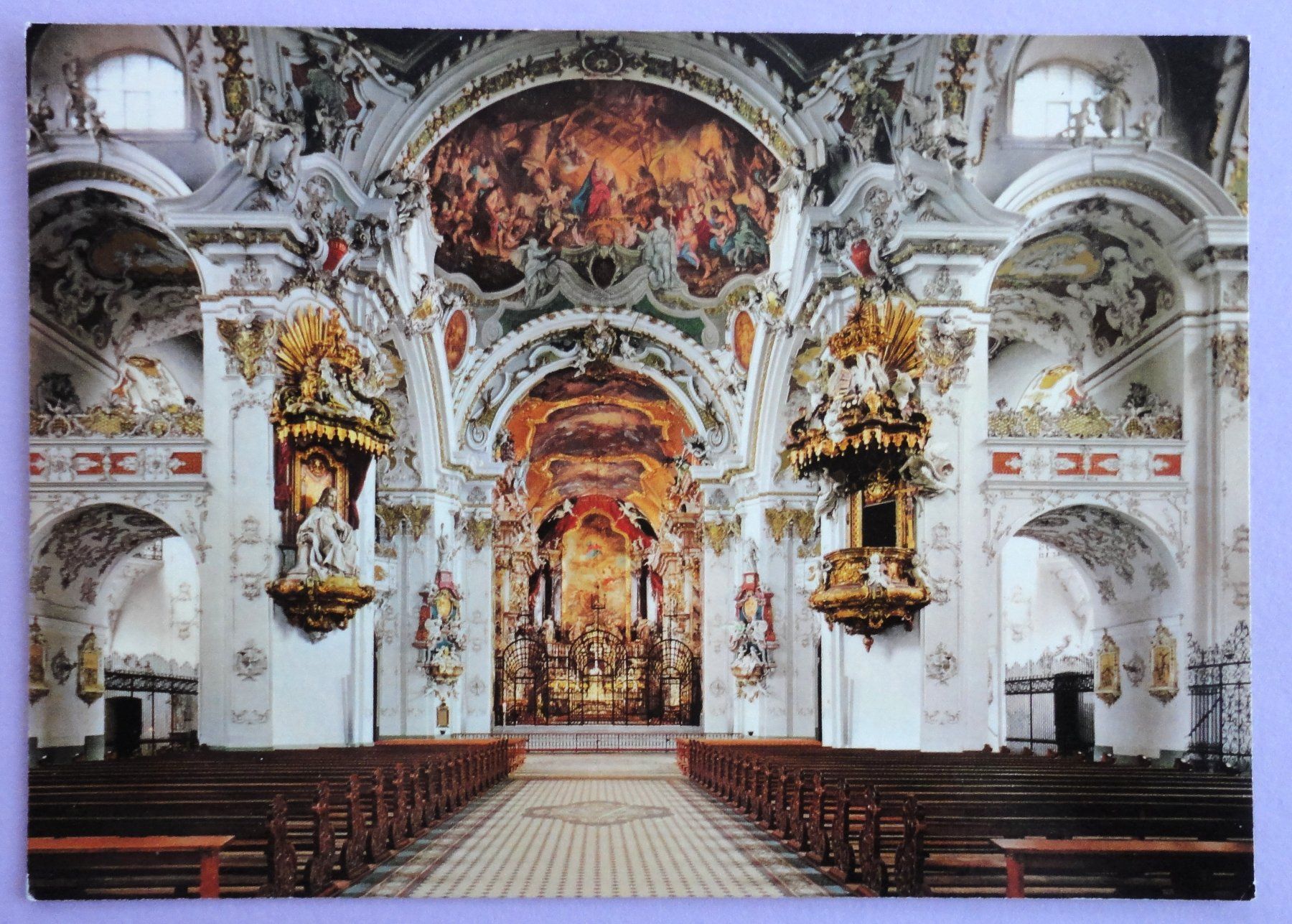 Cartoline postali: Einsiedeln, Stiftskirche, Kirchenschiff mit Chor – Usato da Fétigny venduto da Billy2miny