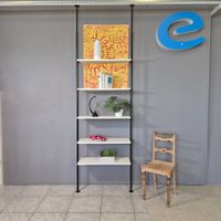 1980er Teleskopregal Bookshelf Spannregal Regal 5 Tablar B