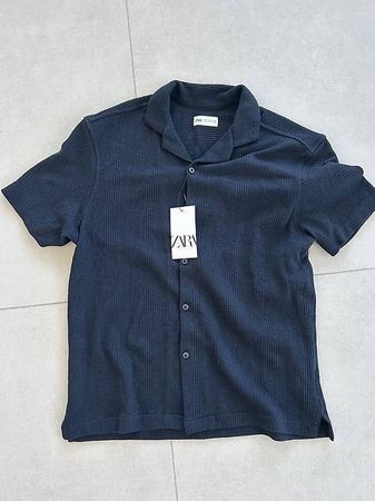 Zara Blue Mens Medium Polo Knit - New!