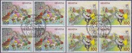 2018, Nr.1684+1685 (Märchen) 4er-Blöcke mit Ersttags-Stempel