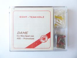 Mini Spiel Dame, Teakholz, ASS, neu