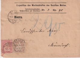 Sitz. Helvetia 10 Rp.+ 2Rp.(37a), STÄFA/MÄNNED., SBK 454.-++