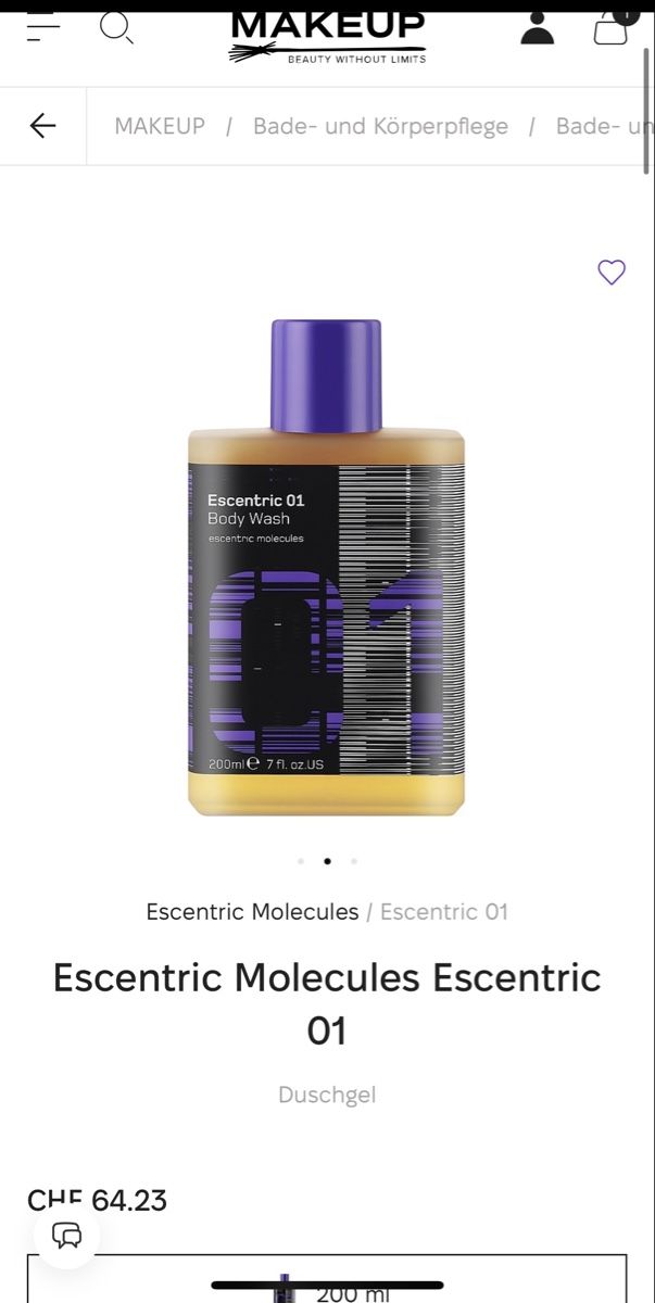 Doccia: Escentric Molecules Escentric 01 Duschgel, 200ml, Unisex – Nuovo e nell'imballaggio originale da Zürich venduto da deruja 2