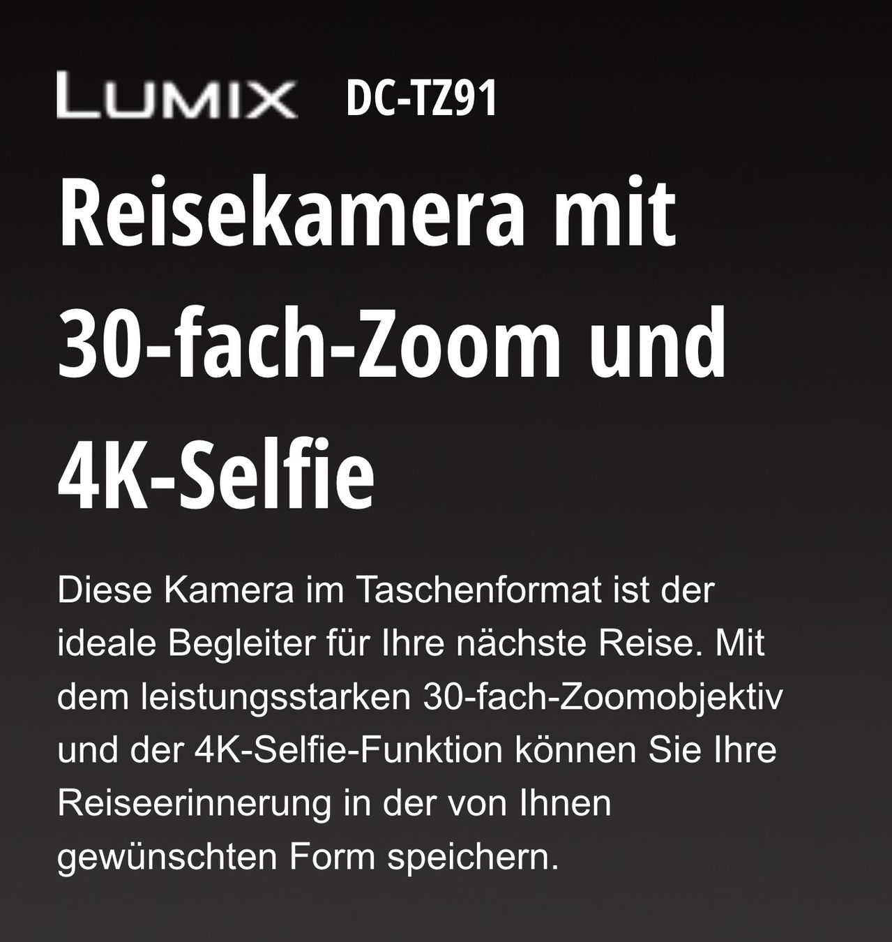 Panasonic Fotocamera: PANASONIC LUMIX TZ91 Kamera TZ 91 Camera – Usato da Emmen venduto da 010 1