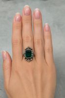Ring mit smaragdgrünem Stein und Zirkonia Grösse 52, vintage
