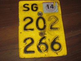 Mofa Nummernschild SG Kontrollschild Töfflinummer