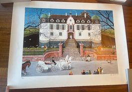 Vintage Wasserschlossbild Schloss Bottmingen / Prinzessinnen