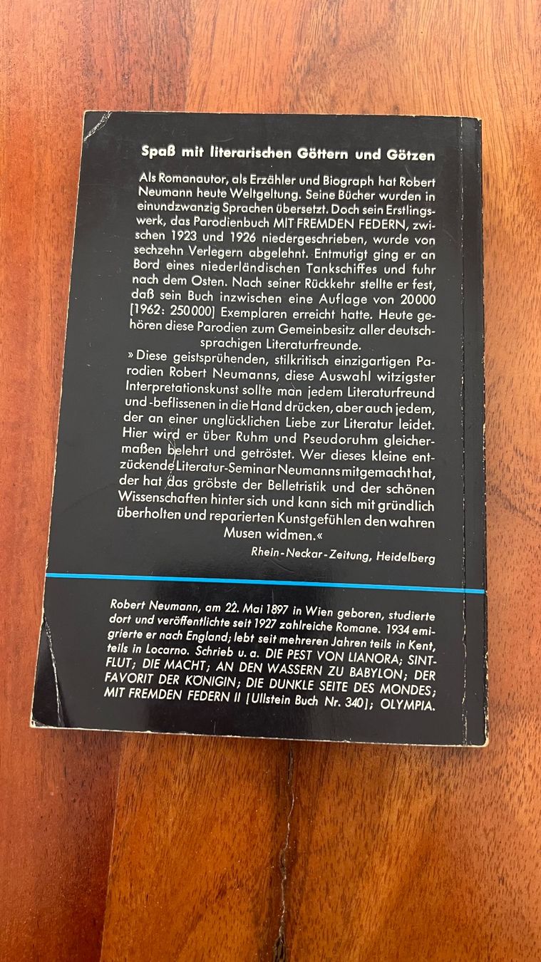 Libri: Robert Neumann: Mit fremden Federn, 1962 – Usato da Schübelbach venduto da Dolly990_2 1