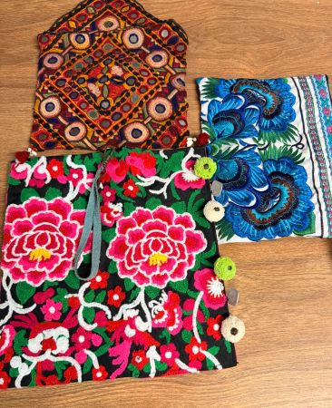 3 Stickerei Taschen Set bunte Blumen neu