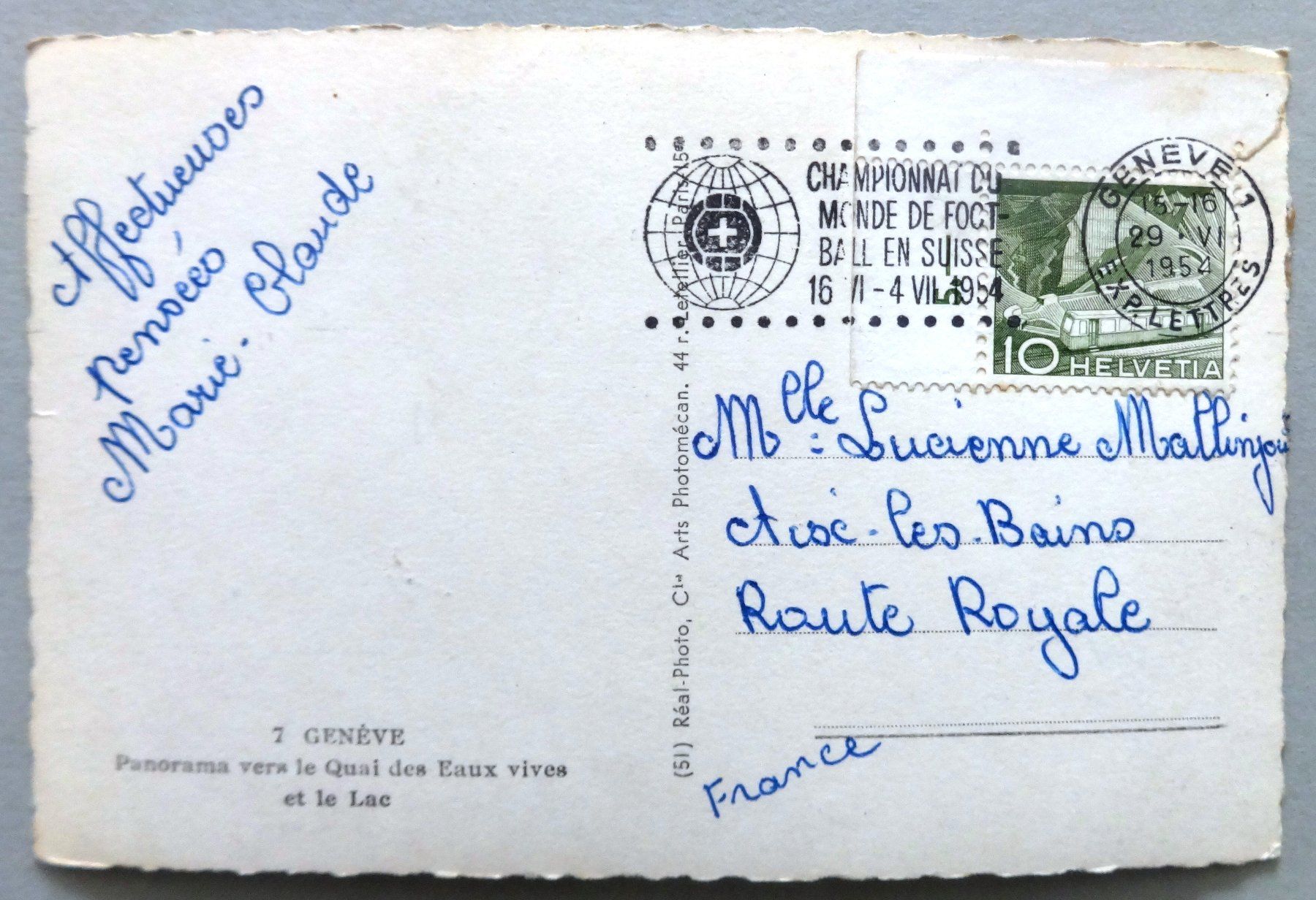 Ansichtskarten: Genève - Panorama vers le Quai des Eaux-Vives – Gebraucht aus Fétigny von Billy2miny 1