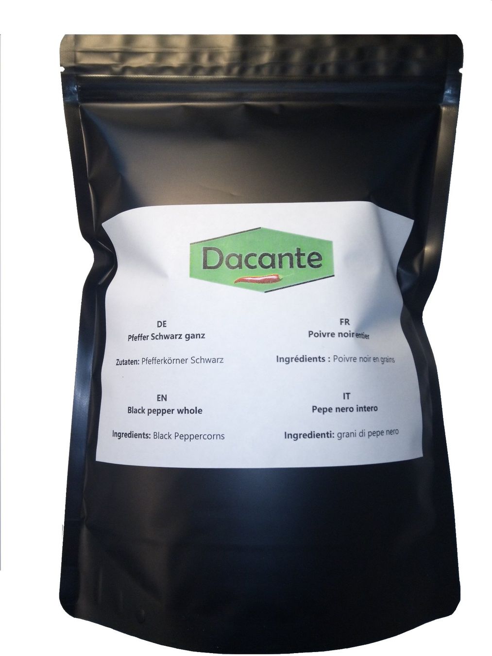 Cibi & Specialità: Dacante Pfeffer Schwarz ganz 500 g – Nuovo e nell'imballaggio originale da Werdenberg venduto da EXAStoreGmbH 1