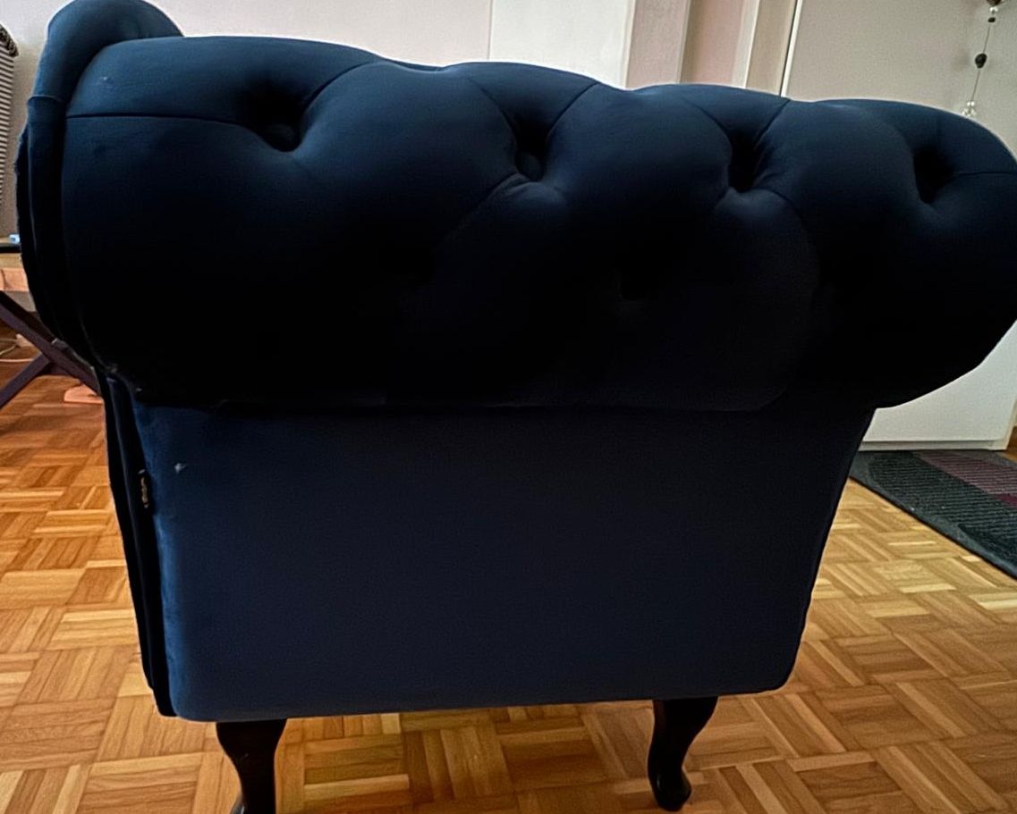 Beliani Divani: Samt Recamiere in Blau, Sofa mit Knopfheftung – Nuovo (secondo la descrizione) da Etzwilen venduto da mue_mm76 2