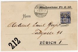 12 Rp. Wertziffer auf Orts-Nachnahme von ZÜRICH - Militär