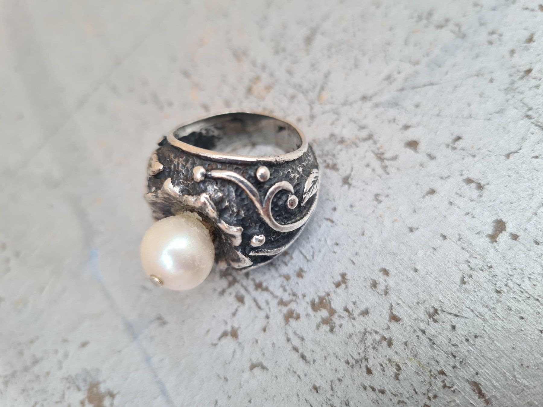 Anelli: Schmuck: Silber-Ring mit Zuchtperle-Nr. 8 – Usato da Romanshorn venduto da Rachacha 3