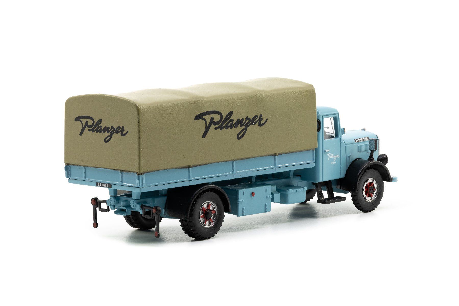 Saurer Modellini d'auto: ACE 2372 Saurer S4C Pritsche Plane Planzer  1:87 – Nuovo e nell'imballaggio originale da Derendingen venduto da Benfis 2
