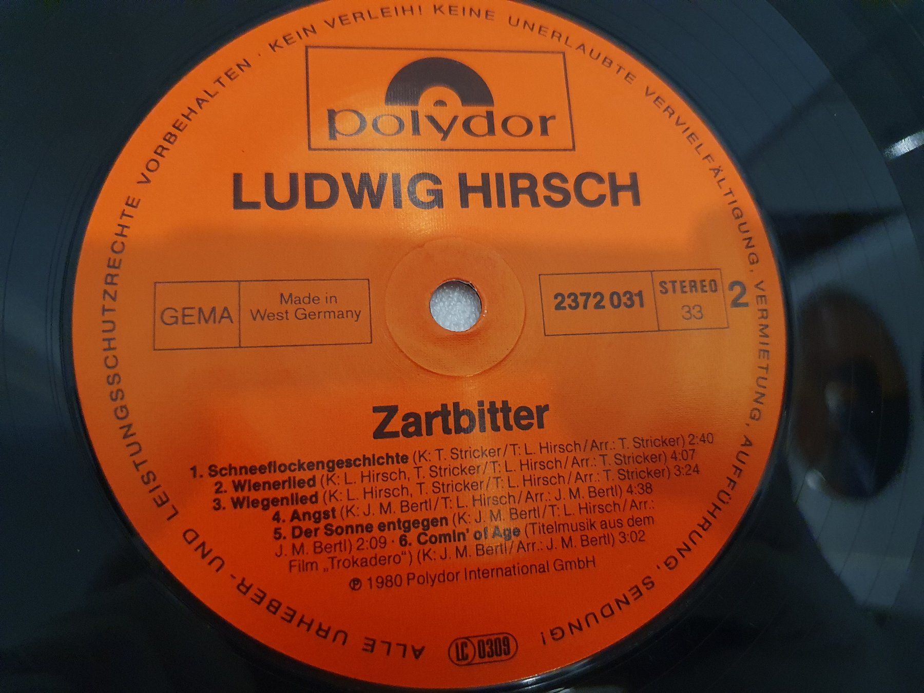 Schallplatten: Ludwig Hirsch – Zartbitter – Gebraucht aus Uster von Vinyl-Leidenschaft 7