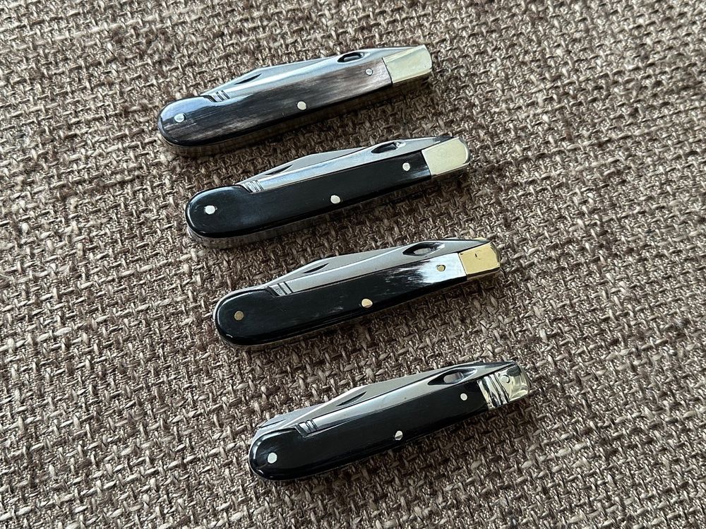 4 wunderschöne alte Sackmesser mit Ahle und Säge Horngriff (Gebraucht ...