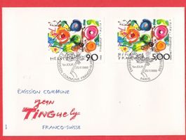 1988  FDC  Schweiz + Frankreich Tinguely  nach SBK 60Fr.