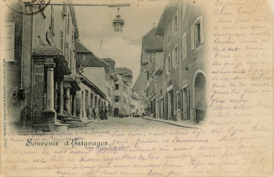 Cartoline postali: Estavayer   FR       um 1901 – Usato da Brig venduto da Valcards54