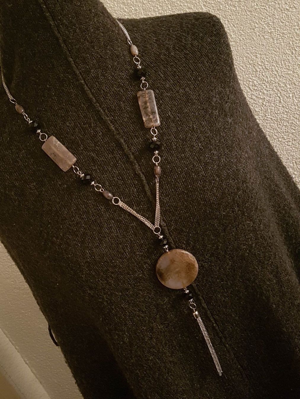 Catenine: Kette achat-artige Steinen + facettierte Glasperlen – Usato da Ettingen venduto da Maranathatalitha