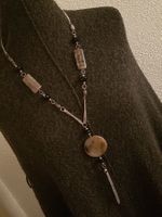 Kette achat-artige Steinen + facettierte Glasperlen