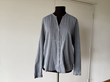 Bluse hellblau mit weissen Punkte Gr L Baumwolle Top Zustand
