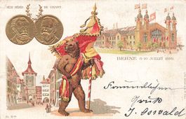 Bern BE Eidgenössisches Sängerfest 1899 belebt Litho